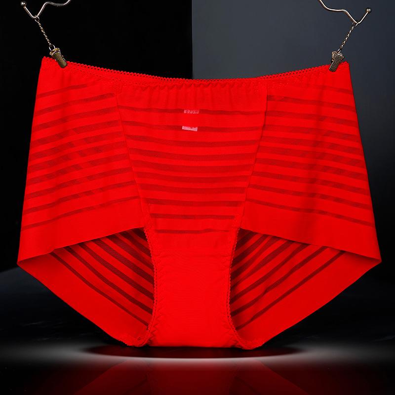 Sexy Lace Mesh Transparent Panties High Waist Women Fashion Briefs Cotton Crotch Plus Size 100kg Boyshorts Ladies Underwear