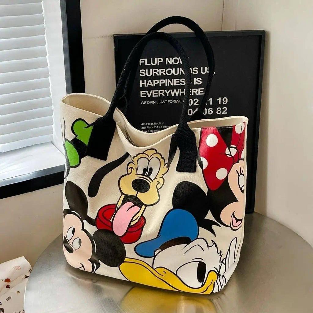 Large Canvas Tote Bag for Women Cute Cartoon Handbag Heavy Duty Shoulder Daily Commute Travel Shopping Gift