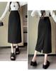 Women's 2025 Pink Wool High-Waist A-Line Midi Skirt for Autumn and Winter