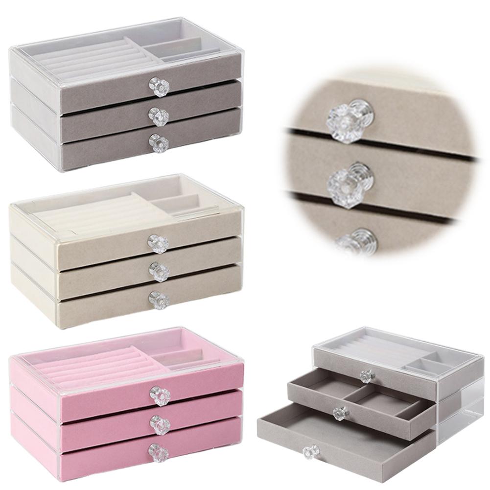 Clear Jewelry Organizer with 3 Drawers Jewelry Box Stackable Jewelry Holder Organizer for Ring Earrings Bracelets Necklaces