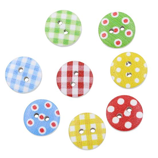 100Pcs Checker Dots Mixed Round Shape Buttons DIY Craft for Scrapbooking