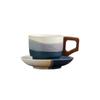150ML Gradient Ceramic Coffee Mug with Saucer Porcelain Espresso Cup with Handle Teacups for Espresso Shot