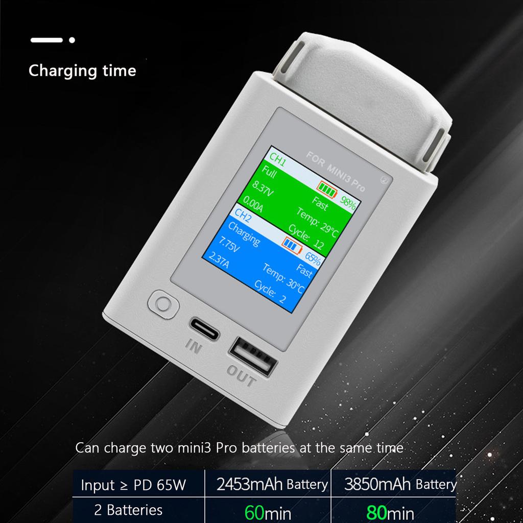 Charger Hub for DJI Mini 4 Pro Drone Battery Charging Butler Two-way Charging 2 Batteries for DJI Mini 3 /3Pro Drone Accessories