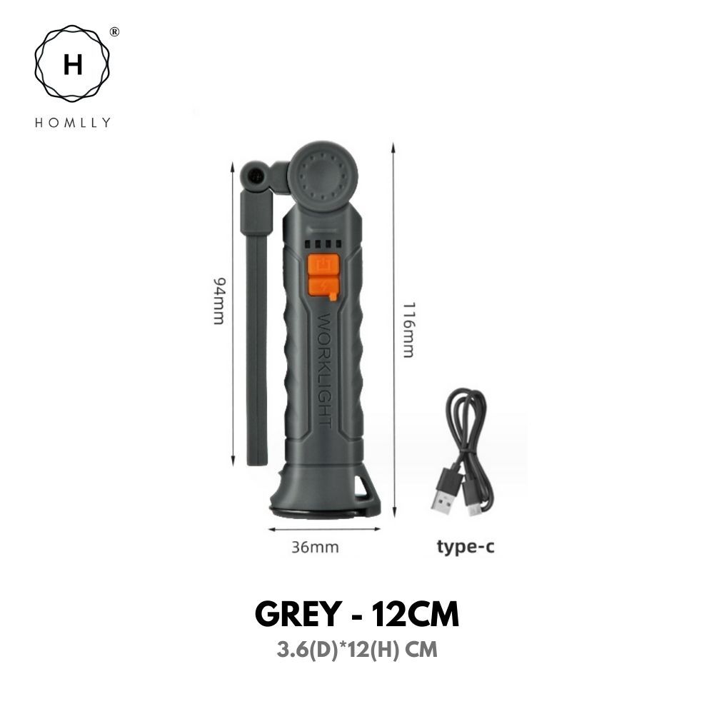Homlly Portable Magnetic Rechargeable LED Flash Light Torch Lamp with 360 Degrees Rotate