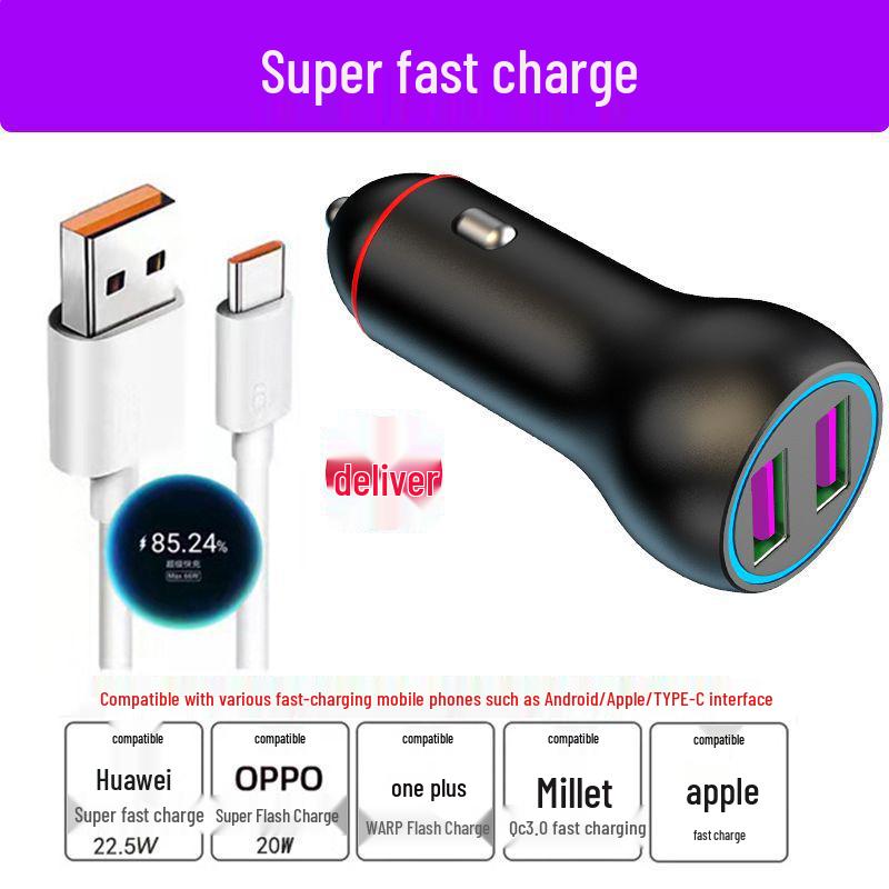 120W Dual Car Charger for Xiaomi and Apple - Super Fast Charging Adapter