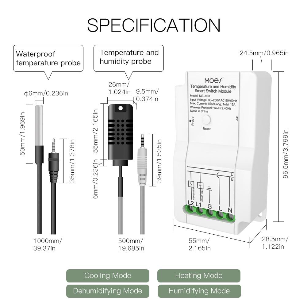 Graffiti WiFi Dual-Channel Temp & Humidity Switch with Timer & Alexa Support