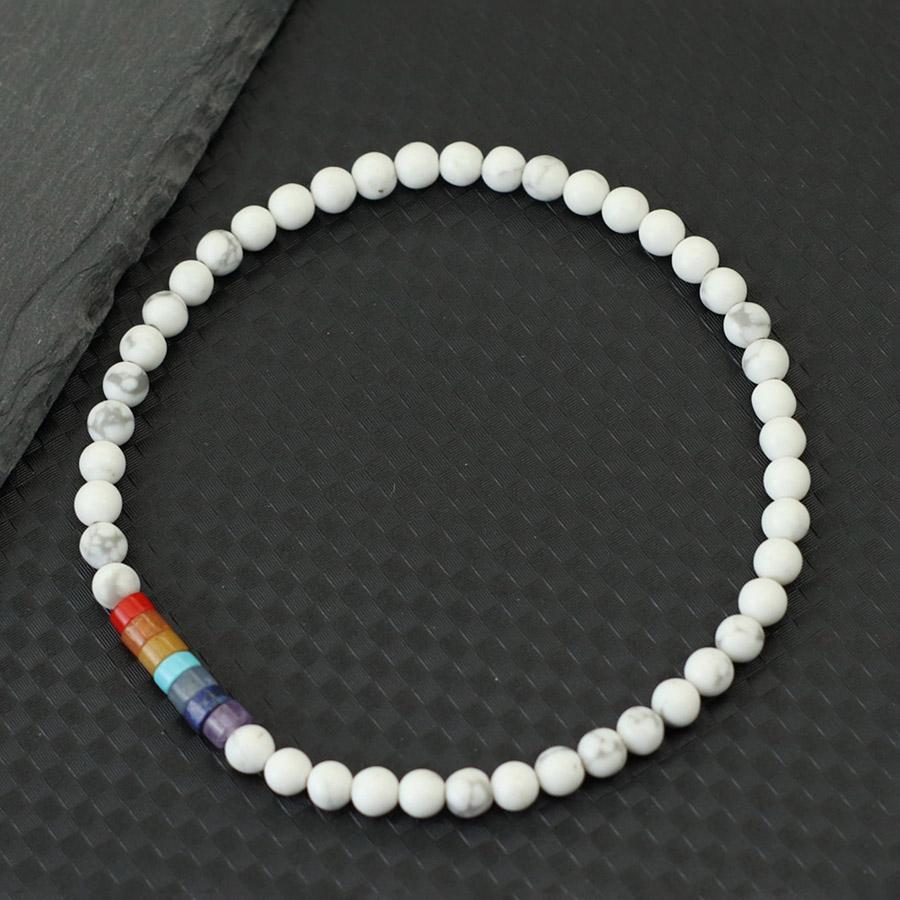 New Men Bracelet 4mm Howlite Onyx Volcanic Obsidian LBGT Braclet Women Natural Stone Bead Braslet Casual Accessory Gift for Him