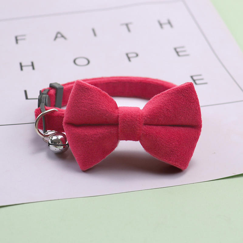 Bow Collar Solid Color Bowknot Puppy Chihuahua Adjustable Cats Accessories Safety Bell Tie Bow Buckle Pets with Collar New