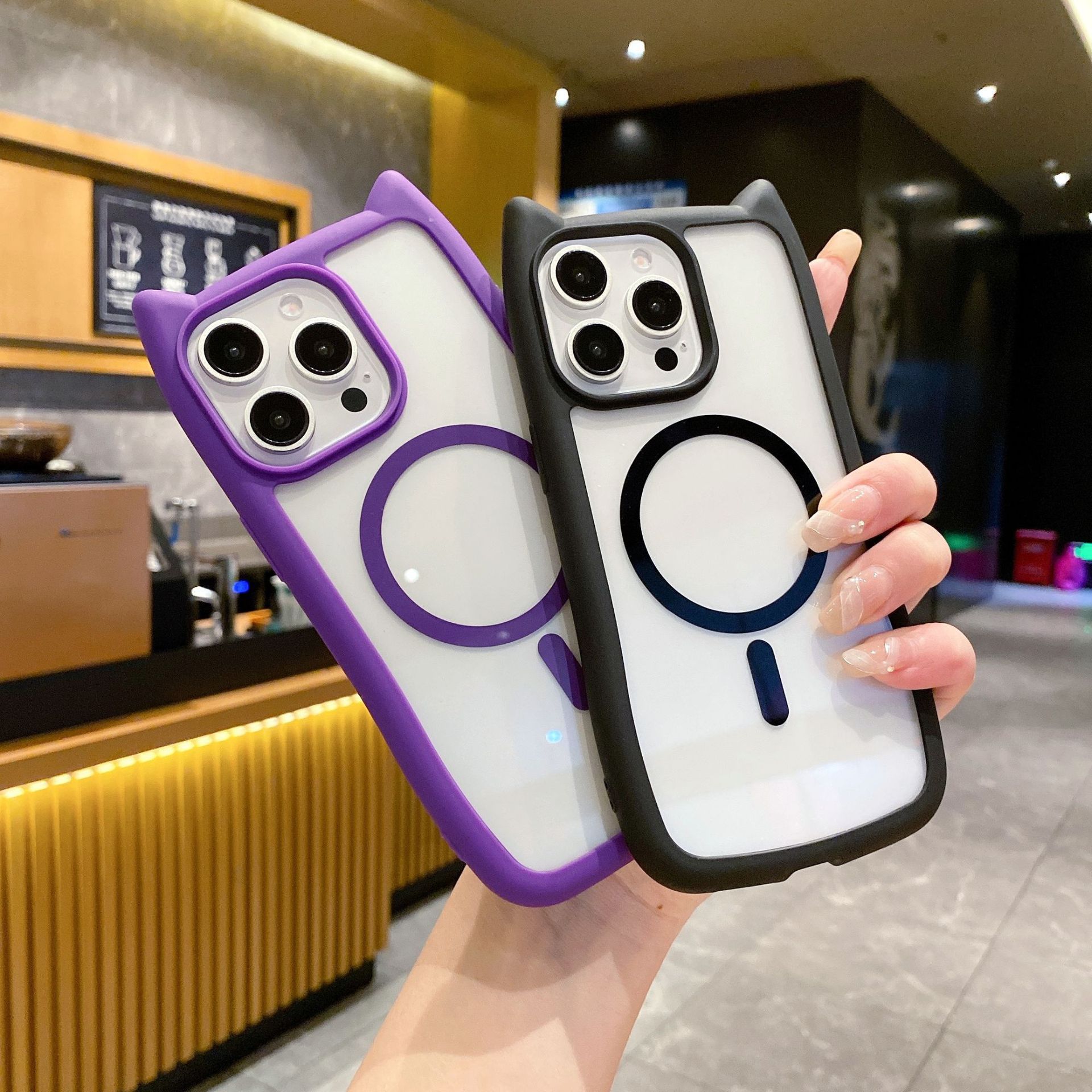 

Suitable for Huawei Pura70PRO Mobile Phone Case Cat Ear Mate60 Silicone Acrylic NOVA12 Protective Case P50 Huawei-NOVA10