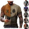 Camiseta de Halloween para hombre, informal, de cuello redondo, con estampado de salpicaduras de sangre, camisetas de manga corta con estampado de terror sangriento