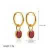 Boucles d'oreilles pendantes créoles huggie en acier inoxydable plaqué or pour femme, avec zircons cubiques multicolores et forme ovale, bijoux tendance pour fête