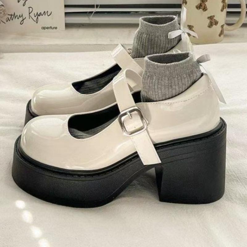 High Heels Women Loafers Shoes Buckle Chunky Shallow Shoes Designer Classical Elegant Pumps Dress Party Zapatillas Mujer