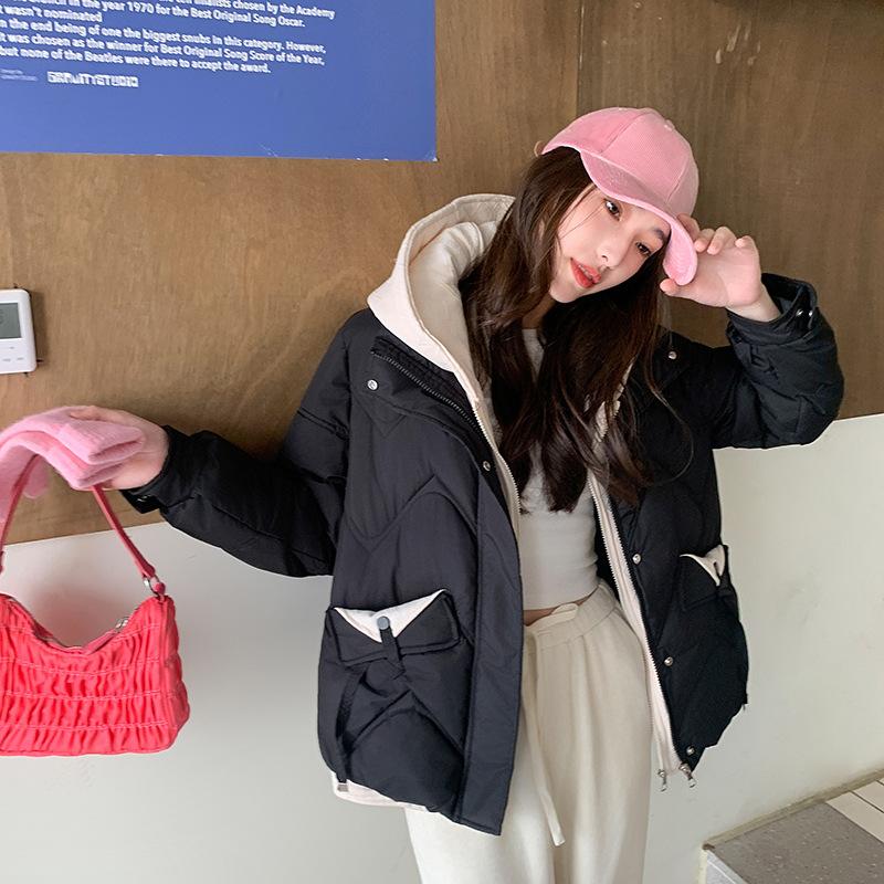 Down and Padded Jacket Women's 2025 New Student Winter Leisure Vacation Two Pieces of Cotton Clothes Loose and Thickened Short Padded Jacket Jacket