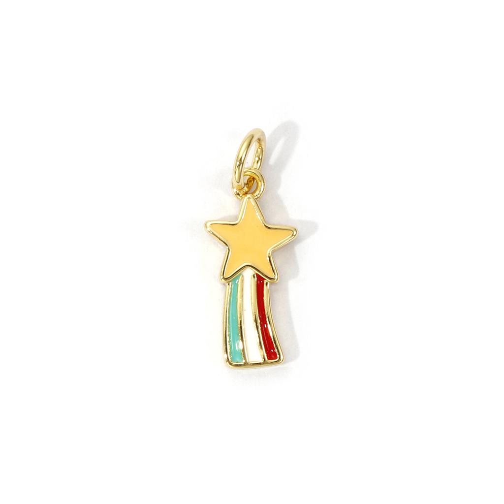 2 PCs Brass Charms 18K Gold Plated Colorful Enamel Cloud Meteor Lightning Weather Pendant For DIY Necklace Jewelry Making