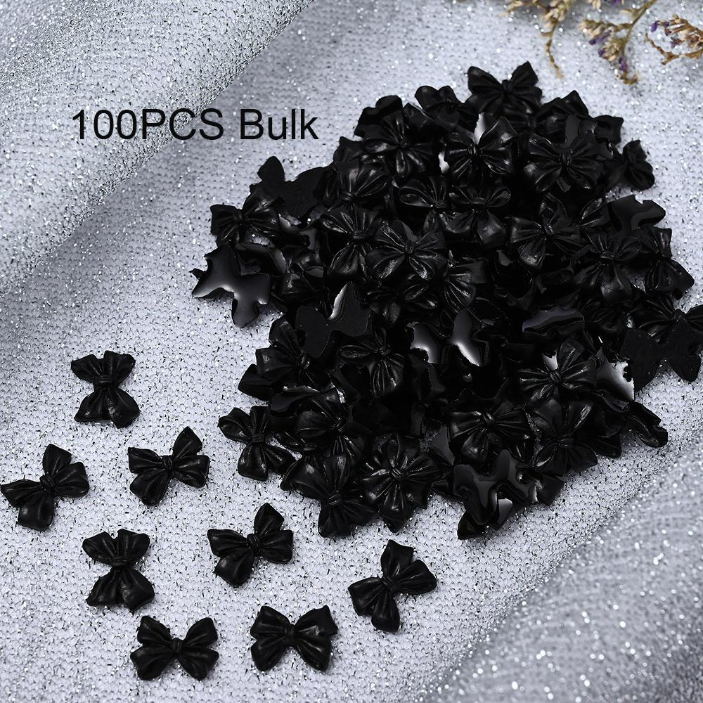 50/100 pezzi Rosa Bianco Kawaii Fiocco Ciondolo per Unghie 3D Resina Fiocco Flatback Gemme per Unghie 8*10mm Strass Gioielli per Nail Art #Papillon