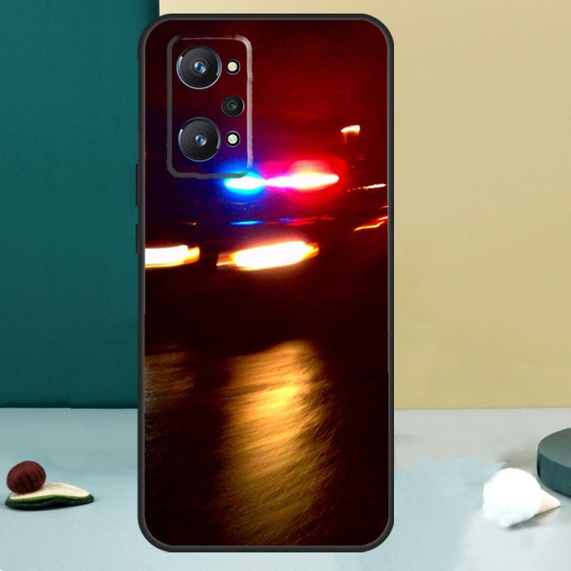 Police Cars Light At Night For Realme 11 10 12 13 14 Pro Plus GT 7 6 5 Pro GT 6T C67 C61 C53 C51 C21Y C25S C75 C55 Case