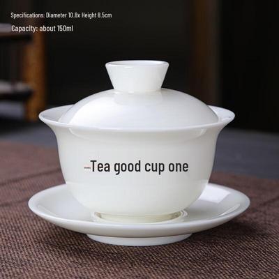 Shangqi Mutton-Fat Jade Ceramic Sancai Gaiwan