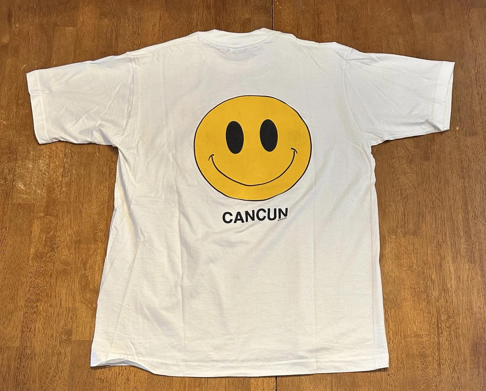 Vintage Cancun Mexico Smiley Face T Shirt Fits XL 90s Y2K 3XL