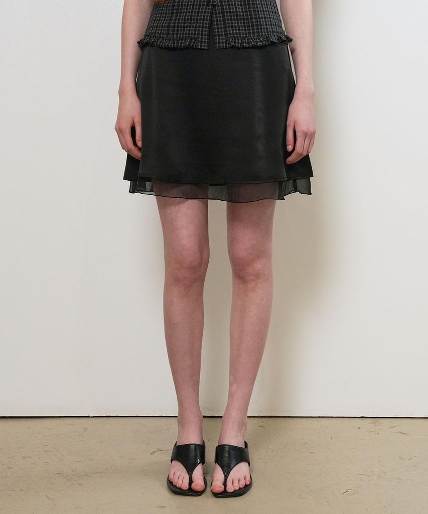 General Idea Satin Layered Skirt [Black] / Gf2Lsk504