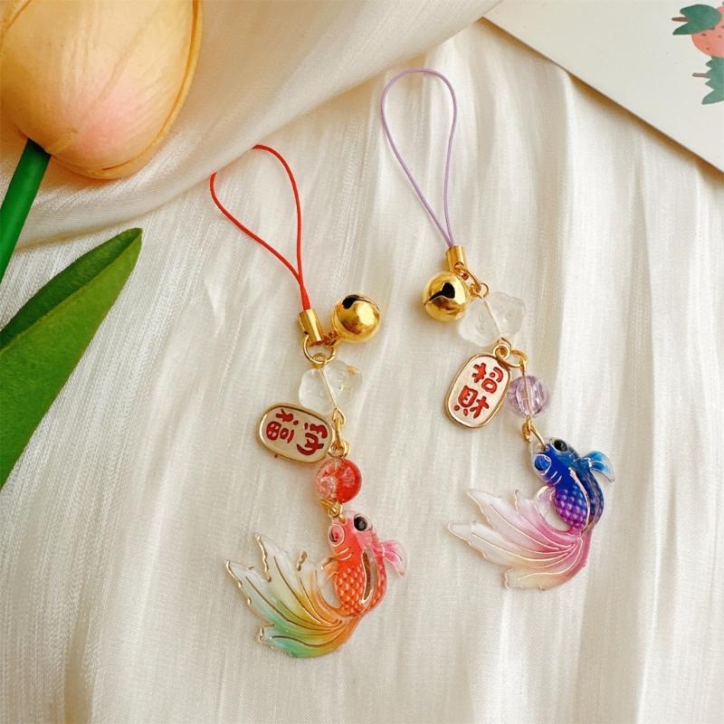 Pingente Charm de Celular Colorido Peixe Estrela com Miçangas Feito à Mão Acrílicos Resistentes Acessório de Moda para um Visual Trendy Uso Diário