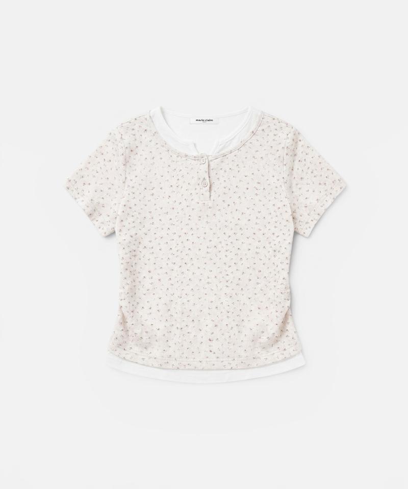 MARIE CLAIRE Flower Punching Layered Short Sleeve T-Shirt (Magbts50Miv)