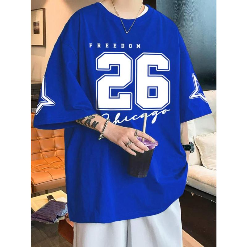 FREEDOM Číslo 26 Potisk Pánské Tričko Pánské Krátký Rukáv Sportovní Fotbalové Tričko Vintage Oversize 5 barev Trička Pánské Oblečení