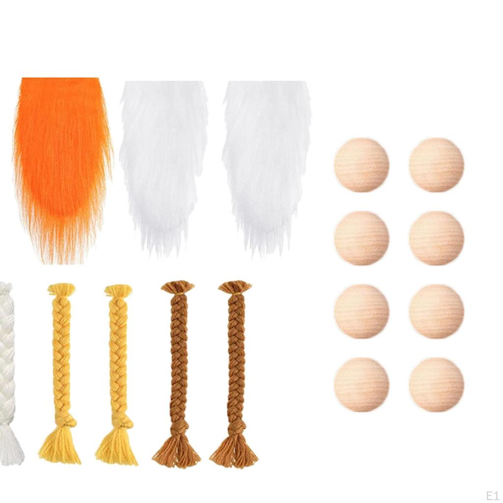 Fabric Gnome Beard with Wood Balls Braids DIY Crafts Supplies Party Toy