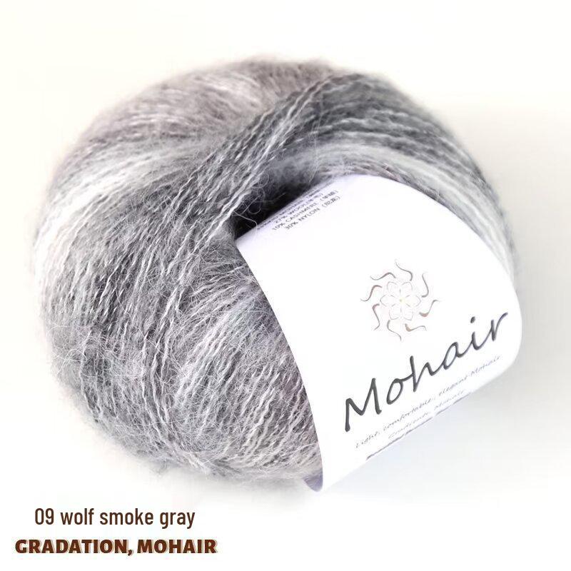 Colorful Gradient Hand-Dyed Mohair Yarn Ball 25g for Sweaters, Scarves, Knitting, and Crochet Projects