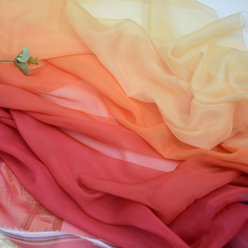 

1M Танцевальная Швейная Платье Ханфу Китайский Костюм Тонкая Шифоновая Ткань DIY Сценический Костюм Декор Градиентный Цвет 100x145СМ