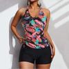 2022 European & American High Waist Floral Bikini Tankini Swimsuit