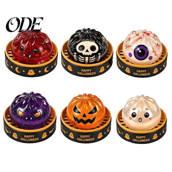 Halloween Party Favors 1/6Pcs Dumpling Stress Relief Toy, Devil Pumpkin Eyeball Skeleton Squeeze Gadget Anxiety Reduction Dough Bun Fidget Toy