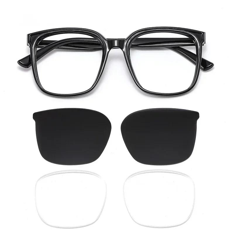 Trendy Large Myopia Polarized Sunglasses Outdoor Travel Sunglasses Square Frame Glasses UV Protection Sunscreen Eyewear
