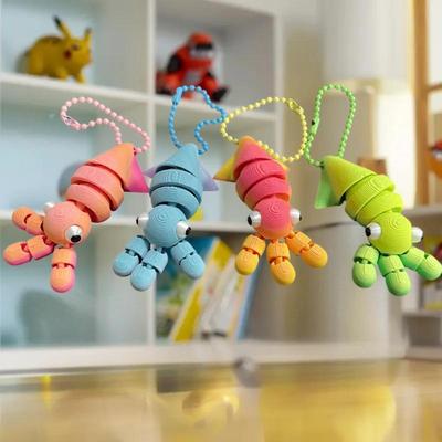 Creative 3D Printed Octopus Pendant with Movable Parts Keychain
