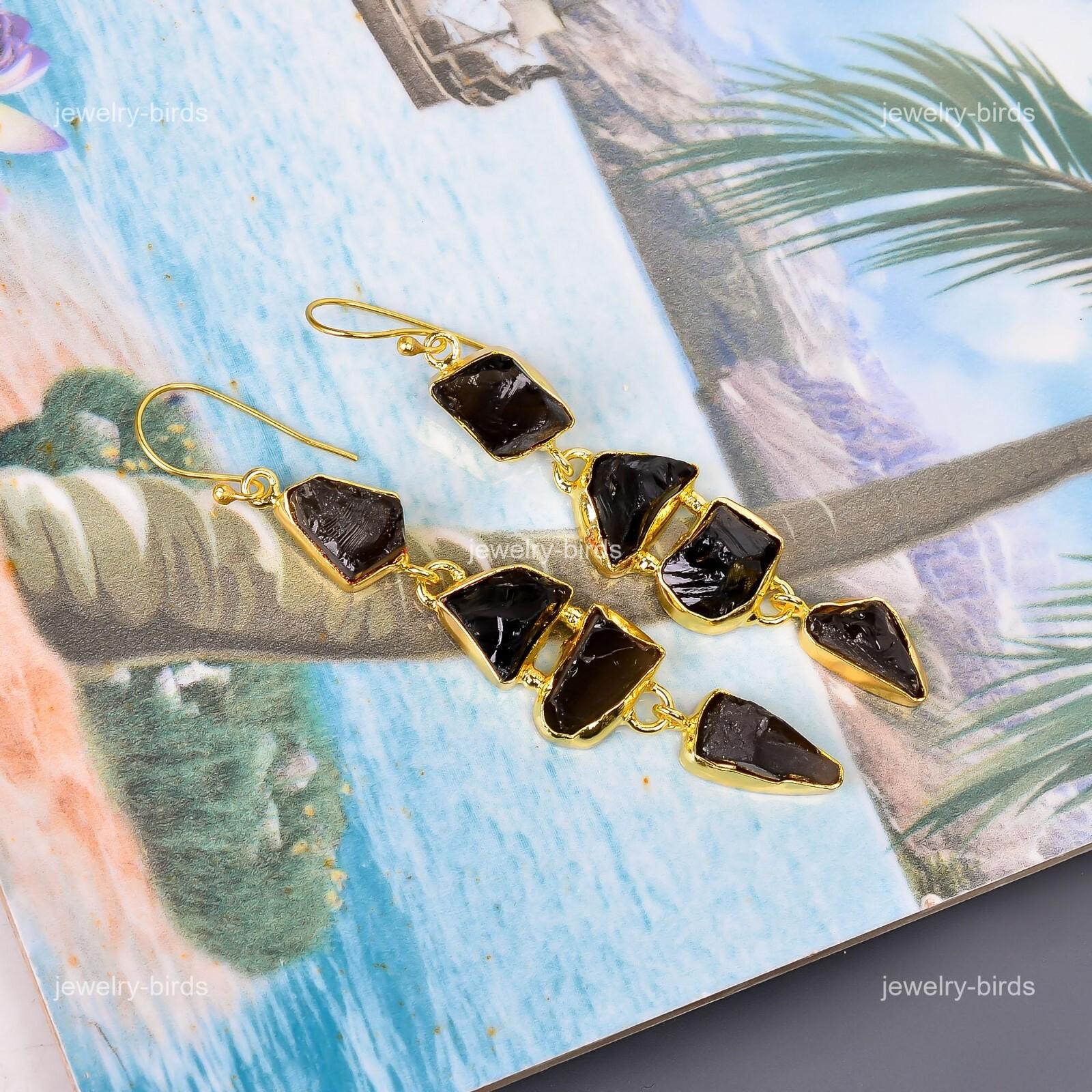 

Натуральный дымчатый кварц, позолоченные, модные свисающие серьги, гальванопластика, ювелирные изделия V-115