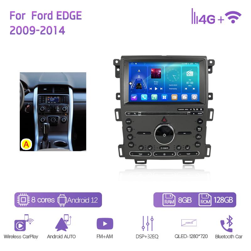 9.0Inch Car Multimedia Video Player For Ford EDGE 2009-2014 GPS Navigation Radio Android12 8+128G 8Core CarPlay 4G 360Camera