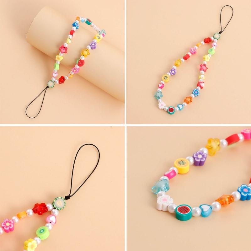 Bunte Perlen Handyband Handystrap Handy Schmuck Acrylmaterial Mode Handyzubehör für Frauen Mädchen Handys