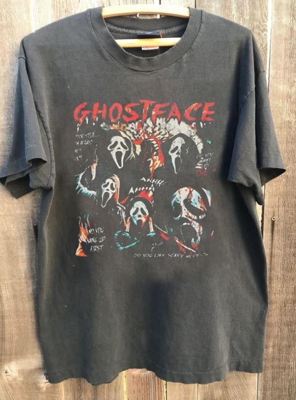 Vintage 90s Scream Mask Movie Retro Style Charcoal Unisex Shirt S-5XL WA3199 XXL