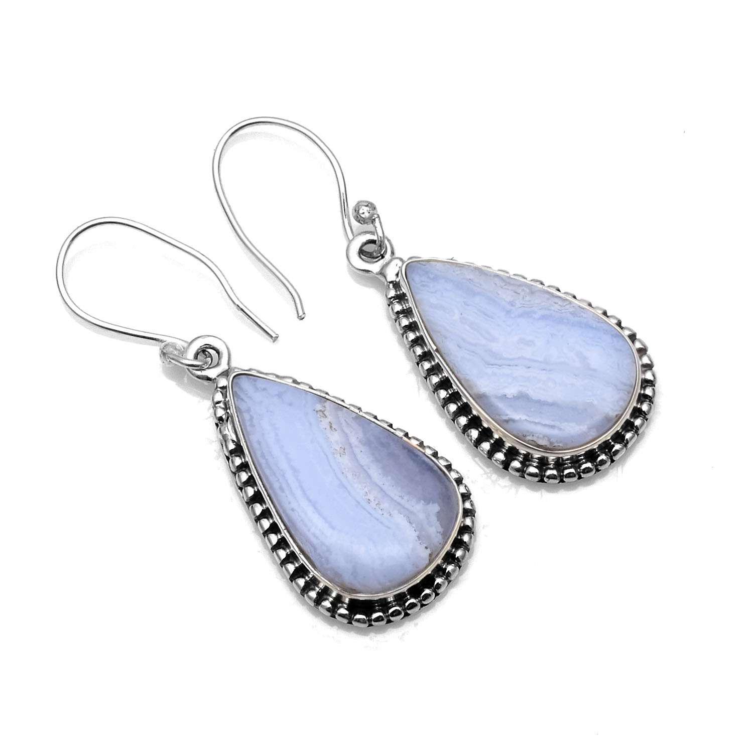 

Серьги с синим кружевом и драгоценным камнем из стерлингового серебра 925 пробы, серьги ручной работы, ювелирные изделия, подарок для женщин и девочек E-1421