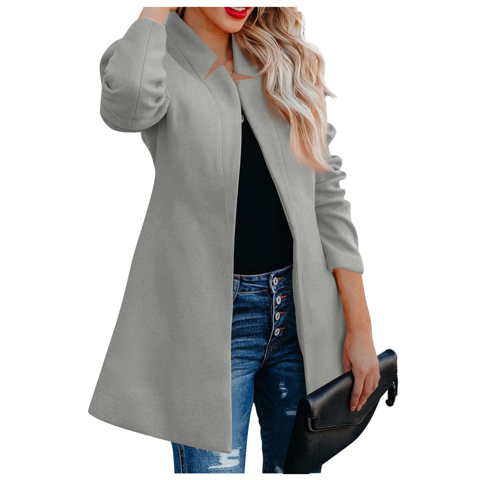 

Женская мода осенне-зимний плащ средней длины, классическая куртка с лацканами спереди, пальто XXXXXL