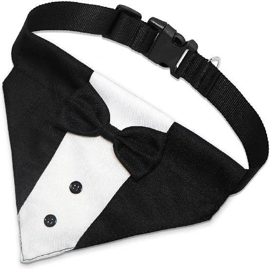 Dog Tuxedo Suit Wedding Bandana Collar with Bow Tie, Adjustable Formal Dog Tux Engagement Birthday Tuxedo for Large X-Large Dogs Pets (X-Large: Neck