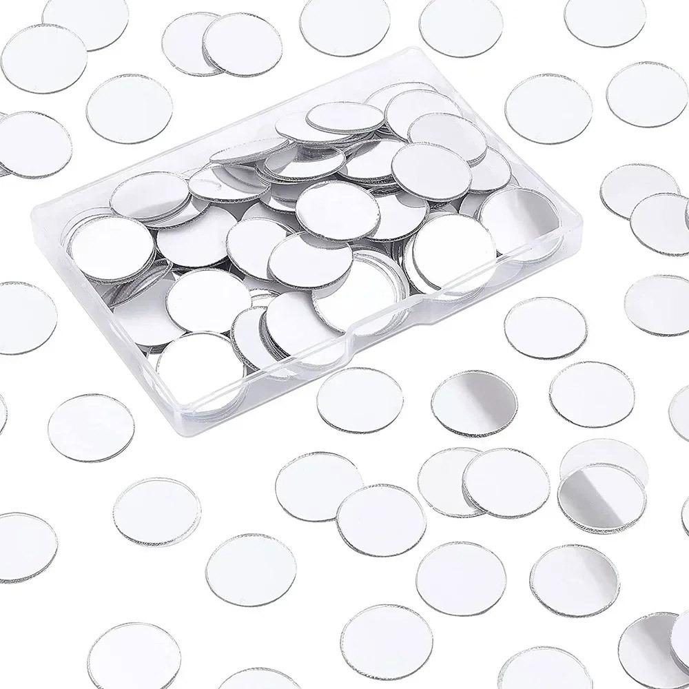 200PCS Multi Shape DIY Craft Mirror Stickers Acrylic Round Square Triangle Mirror Tiles Decals Adhesive Backing 2.5cm