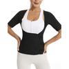 Women Short Sleeve Sweat Waist Trainer Workout Fitness Body Shaper