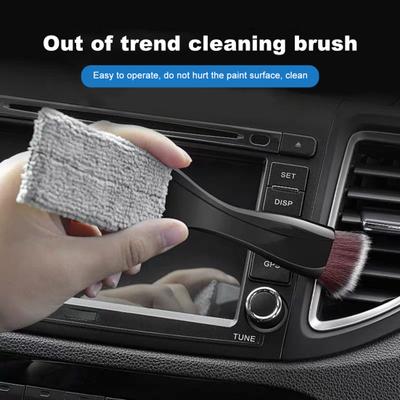 Car Dust Collector Easy To Operate No Damage Soft Bristles Multifunctional Dual Use Clean Up ABS Air Outlet Cleaning Brush Car Supply