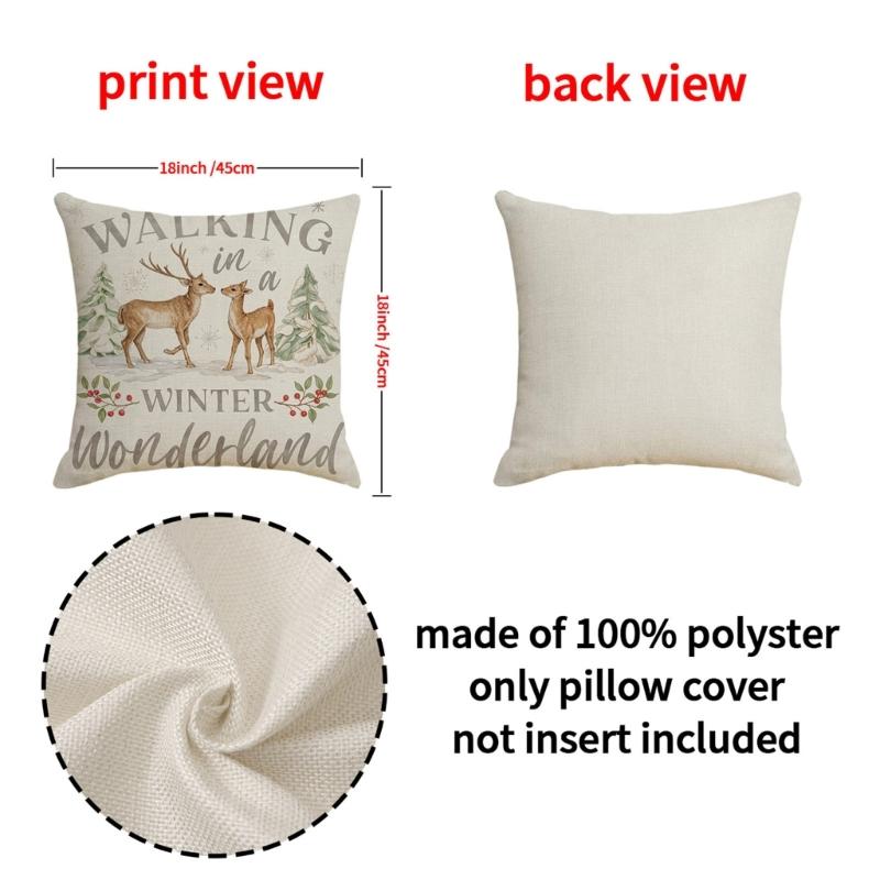 Decorative Animal Antler Cushions Cover 45x45cm Soft Cotton Linen Blend Pillowcase for Sofa Chair