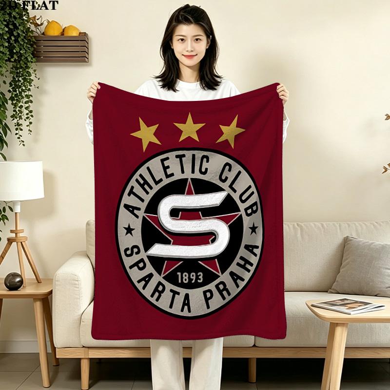 1PC Ac Sparta Praha Patterned Flannel Blanket Suitable For All Seasons For Home Decor Warmth And Comfort Gifts Holiday Present