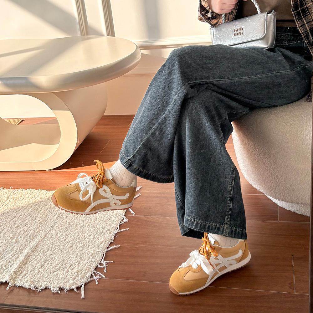 Cowhide~ Soft Sole Inner Height Increase Mandarin Duck Belt Casual Sports Shoes Women's Forrest Gump Training Shoes Versatile Women's Shoes 2