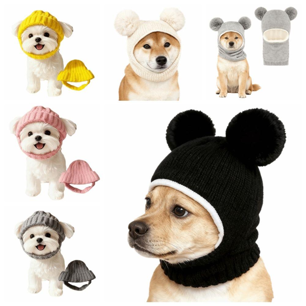 Windproof Dog Warm Hat Soft Pet Headwear Ear Flaps Cat Knit Cap Winter