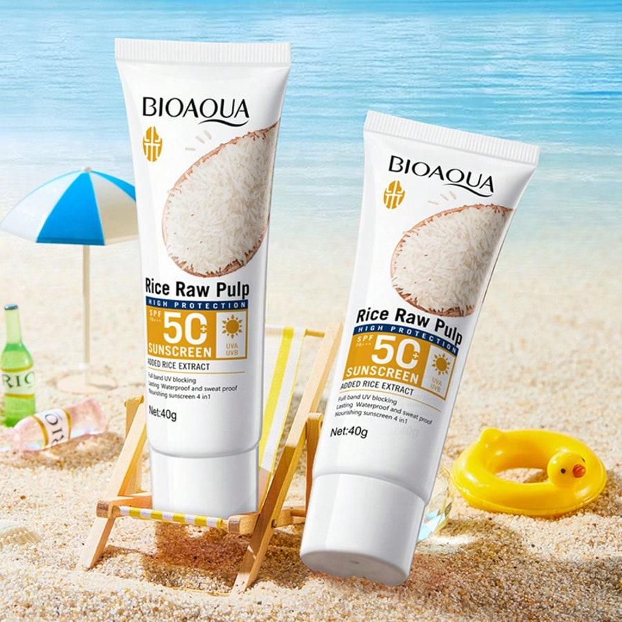 1PC Rice Puree Sunscreen, UV-Protective Sunscreen,Refreshing And Non-Greasy,Waterproof And Sweat-Pro