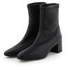 HIMIKO Back-Zip Heel Stretch Boots, Black, Size 245, 651404, Made of Genuine Leather, Soft Stretch Material, Cushioned Sheepskin