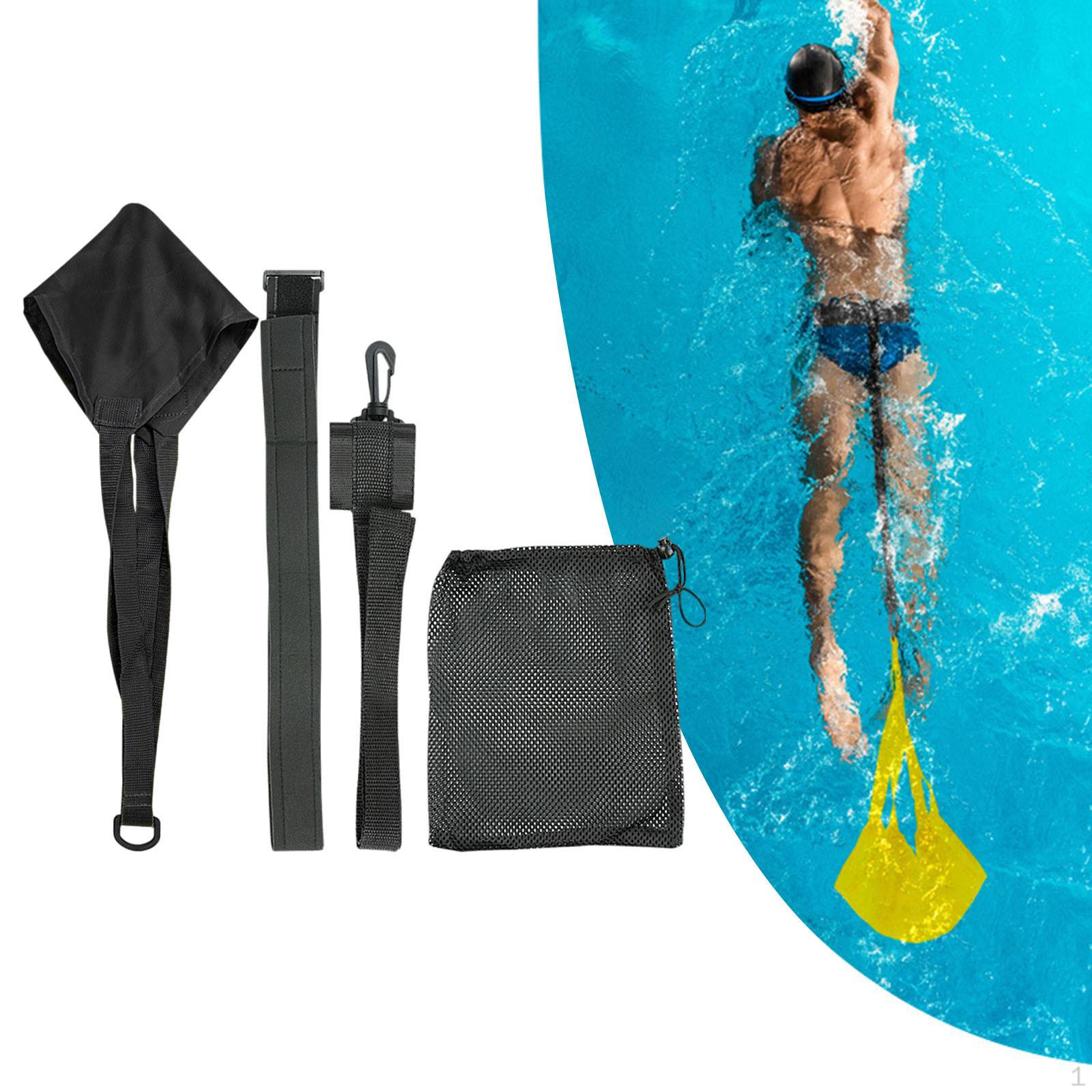 

Парашют для плавания, пояс с сопротивлением для плавания, пояс для силовых тренировок, женский нейлоновый тренажер black M